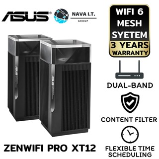 COINSคืน15%⚡FB9JMZV6⚡ ASUS ZENWIFI PRO XT12 (2PK) WIRELESS AX11000 TRI-BAND WI-FI 6 (PACK 2) รับประกัน 3ปี