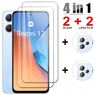 กระจกนิรภัยกันรอยหน้าจอ แบบเต็มจอ สําหรับ Xiaomi Redmi 12C 12R 12 A2 + Note 12S 12 Pro 4G