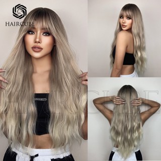 วิกผมสังเคราะห์ สีบลอนด์อําพัน สีดํา คุณภาพสูง 28 นิ้ว