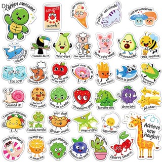 [Dhin] 100Pcs English Cartoon Animal Fruit Fun Reward Sticker For Kids Punny Label Motivational Incentive Sticker For Teacher School COD