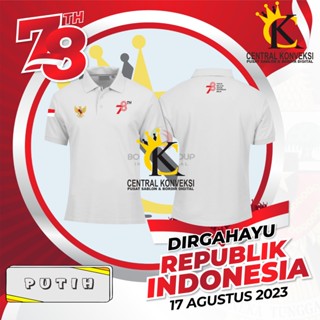 ใหม่ เสื้อยืดโปโล แขนสั้น ลายโลโก้ 012-012 The 78th Anniversary Of The Republic Of Indonesia Going Forward 17th 2023th 3rd ขนาดเล็ก ยาว และแขนสั้น