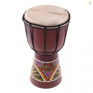 เครื่องดนตรีแอฟริกัน Djembe ไม้แพะแกะสลักด้วยมือ แบบดั้งเดิม ขนาด 6 นิ้ว