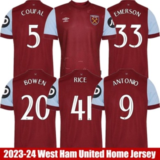 เสื้อกีฬาแขนสั้น ลายทีมชาติฟุตบอล West Ham United 2023-2024 ชุดเหย้า สําหรับผู้ชาย