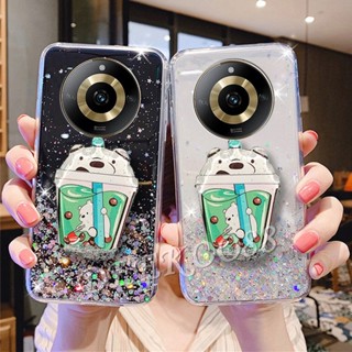 พร้อมส่ง เคสโทรศัพท์มือถือ ลายหมีน่ารัก พร้อมขาตั้ง ระยิบระยับ สําหรับ Realme11Pro+ Realme 11 Pro+ Pro Plus 5G 4G 2023 Realme11 11Pro+