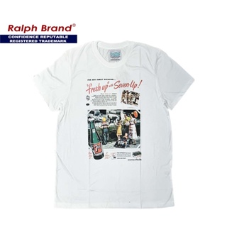 เสื้อยืดแขนสั้นคอกลมRalph Brand Classic เสื้อยืดผู้ชาย ผ้าCotton100% ฟอก ลาย 7UPCotton 100%  [S-5XL]