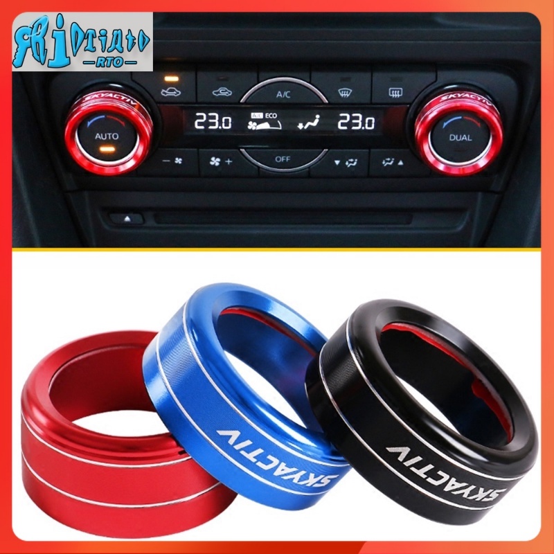 Rto สําหรับ Mazda 3 6 Axela CX-5 CX-8 CX-9 Atenza ซีดาน SKYACTIV รถ AC ควบคุมความร้อนสวิทช์ลูกบิดตกแต่งแหวน Trim ฝาครอบอุปกรณ์เสริม