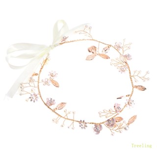 Treeling ที่คาดผม มงกุฎเจ้าหญิง ประดับกลิตเตอร์ พลอยเทียม ดอกไม้ หรูหรา