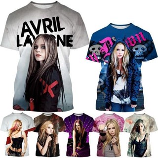 ขายดี เสื้อยืดลําลอง แขนสั้น คอกลม พิมพ์ลายนักร้องป๊อป Avril Lavigne 3D สไตล์ฮิปฮอป สตรีท ฮาราจูกุ แฟชั่นฤดูร้อน สําหรับผู้ชาย ผู้หญิง ทุกเพศ