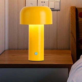 Mushroom Table Lamp Rechargeable Bedroom Desk Touch Night Light (Yellow)