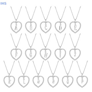 [IHS] สร้อยคอโซ่ จี้รูปหัวใจ ประดับพลอยเทียม 26 ตัวอักษร A-Z เครื่องประดับ สําหรับผู้หญิง ของขวัญวันวาเลน