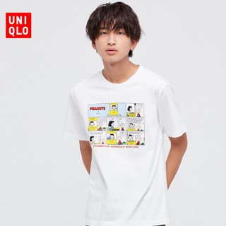 Uniqlo เสื้อยืด แขนสั้น พิมพ์ลายถั่วลิสง สนูปปี้ สําหรับผู้ชาย ผู้หญิงผ้าฝ้าย 100% S-5XL