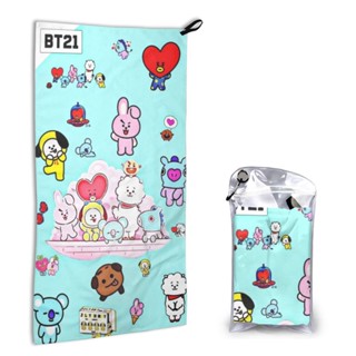 【พร้อมส่ง】Bt21 ผ้าขนหนูไฟเบอร์ แบบแห้งเร็ว พิมพ์ลาย ขนาด 40*80 ซม. สําหรับทุกเพศ