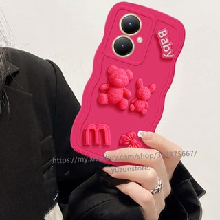 พร้อมส่ง เคสโทรศัพท์มือถือ ซิลิโคนนิ่ม ปิดด้านหลัง เต็มจอ ลายการ์ตูนหมี คลื่น สําหรับ VIVO Y27 4G 5G 2023 เคส Phone Case