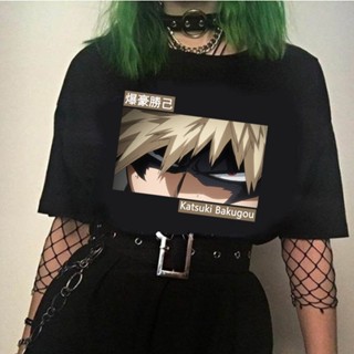 เสื้อยืด พิมพ์ลายการ์ตูนญี่ปุ่น My Hero Academia Bakugou Katsuki สไตล์ฮิปฮอป ขนาดใหญ่ สําหรับผู้ชาย ไซซ์ 4XL 5XL 6XL