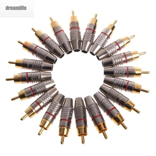 【DREAMLIFE】Durable Male Locking Gold Plated Speaker Solder Stereo Headphone Plug connector