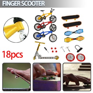 18Pcs/set Mini Finger Scooter Bike Fingerboard Skateboard Two Wheels Board Toys