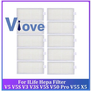 แผ่นกรอง Hepa อุปกรณ์เสริม สําหรับหุ่นยนต์ดูดฝุ่น ILife Hepa Filter V5 V5S V3 V3S V5S V50 Pro V55 X5 10 ชิ้น