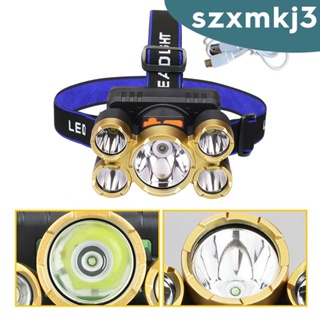 [Szxmkj3] ไฟหน้า Led 5 ดวง ชาร์จ USB 4 โหมด สําหรับตกปลา เดินป่า ตั้งแคมป์ ฉุกเฉิน