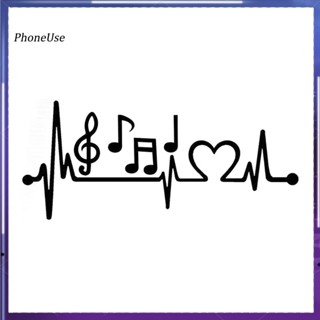 สติกเกอร์ ลายตัวโน้ตดนตรี Heartbeat มีกาวในตัว สําหรับตกแต่งหน้าต่างรถยนต์