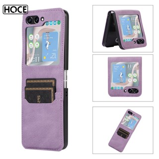 Hoce Zflip5 เคสโทรศัพท์หนัง ฝาพับ พร้อมช่องใส่บัตร สําหรับ Samsung Z Flip 5 Z Flip 4 5G zflip3