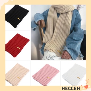 Hecceh ผ้าพันคอ ผ้าถัก แบบหนา สีพื้น ให้ความอบอุ่น แฟชั่นฤดูหนาว สําหรับผู้หญิง