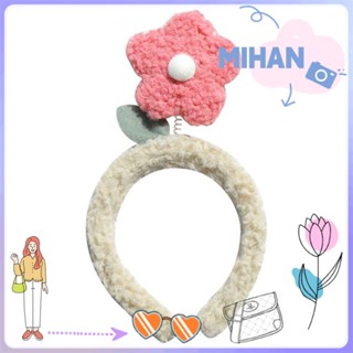 Mihan ที่คาดศีรษะแฟชั่นผ้าขนสัตว์ลายดอกไม้น่ารักสําหรับผู้หญิง