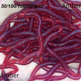 Amber เหยื่อหนอนปลาเทราท์ สีแดง 2 ซม. 4 ซม. 50 ชิ้น 200 ชิ้น