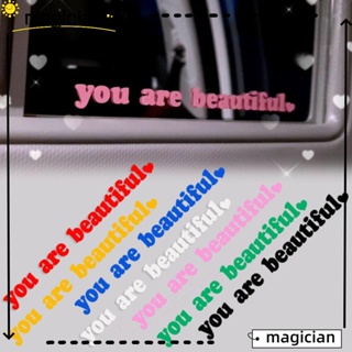 Mag You Are Beautiful สติกเกอร์ไวนิล PVC กันน้ํา สําหรับติดตกแต่งกระจกมองหลังรถยนต์ 10x1 ซม.