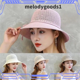 Melodygoods1 หมวกฟางปีกกว้าง ป้องกันแดด แฟชั่นฤดูร้อน สําหรับผู้หญิง