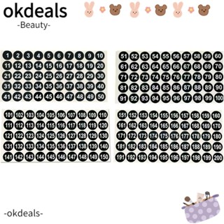 OKDEALS สติกเกอร์ตัวเลข 1 ถึง 200 สําหรับติดตกแต่ง 12 แผ่น