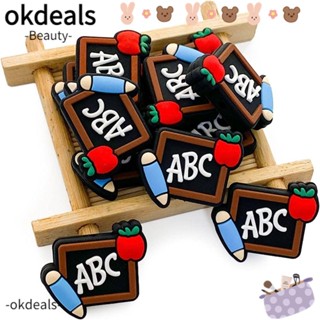 OKDEALS ลูกปัดซิลิโคน รูปกระดานดํา หลากสี สําหรับทําเครื่องประดับ สร้อยข้อมือ DIY จํานวน 5 ชิ้น