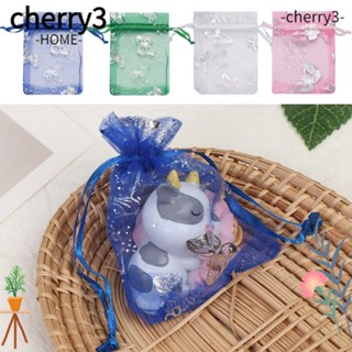 Cherry3 ถุงผ้าออร์แกนซ่า แบบหูรูด 7*9 ซม. 7 สี สําหรับใส่เครื่องประดับ งานแต่งงาน 10 50 ชิ้น