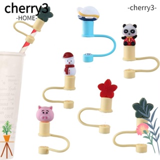 Cherry3 จุกปิดหลอดดูดน้ํา ซิลิโคน กันฝุ่น กันกระเด็น ใช้ซ้ําได้