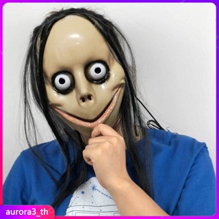 【ในการจัดส่ง】 ใหม่ฮาโลวีนสยองขวัญผมยาว Momo Mask Scary Zombie Face Mask Cosplay Ghost Horror Props Party Props