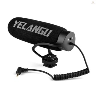 Fw YELANGU MIC08 ไมโครโฟนคอนเดนเซอร์ ลดเสียงรบกวน พร้อมเมาท์ช็อต 3.5 มม. สายเคเบิล TRRS สําหรับกล้อง สมาร์ทโฟน วีล็อก วิดีโอ สัมภาษณ์