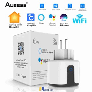 AUBESS Apple Homekit สมาร์ทซ็อกเก็ต WiFi ปลั๊ก EU 16A พร้อมตัวจับเวลาการตรวจสอบพลังงาน Home Outlet รองรับ Google Alice SmartThings Siri Alexa MOLISA