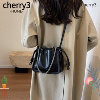 Cherry3 กระเป๋าถือ กระเป๋าสะพายไหล่ สะพายข้าง หนัง Pu ความจุสูง สีพื้น สไตล์มินิมอล สําหรับเด็กผู้หญิง