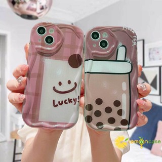 เคสโทรศัพท์มือถือ ขอบโค้ง ลายการ์ตูนหน้ายิ้ม ชานม 3D น่ารัก แวววาว สําหรับ Infinix Hot 20i 30i 8 9 20 12 30 10 11 Play 8 Lite 9 PRO 11 Plus 10 Lite Note 12 PRO 12 Turbo G96 Smart 5 7 4 6 Plus 5PRO