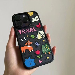 เคสโทรศัพท์มือถือนิ่ม แบบใส กันกระแทก ลายกราฟฟิตี้ลูกสุนัข สําหรับ iPhone 13 12 xr 11 8plus 13promax 11 14 xr 12pro QYJS 14Pro