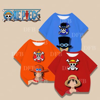 ใหม่ เสื้อยืดแขนสั้น พิมพ์ลายการ์ตูน One Piece ทรงหลวม ระบายอากาศ สวมใส่สบาย แฟชั่นสําหรับเด็กผู้ชาย 2023