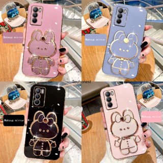 เคส OPPO A16 A16S เคส OPPO A54S Case OPPO A16K A16E เคส OPPO A8 A31 Case OPPO A91 เคส OPPO Reno3 Case เคสการ์ตูนกระต่ายน่ารัก ตัวยึดกระจกโต๊ะเครื่องแป้ง ที่วางกระต่าย เคสโทรศัพท์