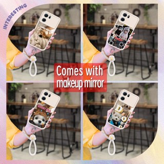 dustproof Soft case Phone Case For OPPO K10 5G Hangings flower Makeup mirror Mirror surface Liquid silicone texture