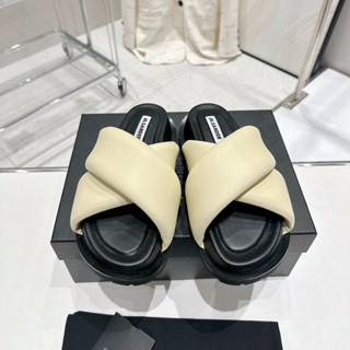 Jil Sander รองเท้าแตะลําลอง หนังแกะ พื้นหนา สวมใส่สบาย แฟชั่นฤดูร้อน สําหรับบ้าน และกลางแจ้ง