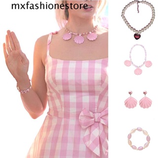 Mxfashione สร้อยคอ ต่างหู สร้อยข้อมือ ประดับไข่มุก จี้ตัวอักษร สําหรับตุ๊กตาบาร์บี้