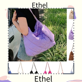 Ethel1 กระเป๋าสะพายไหล่ กระเป๋าช้อปปิ้ง ผ้าไนล่อน ทรงสี่เหลี่ยมขนมเปียกปูน ความจุขนาดใหญ่ สไตล์เกาหลี สําหรับผู้หญิง