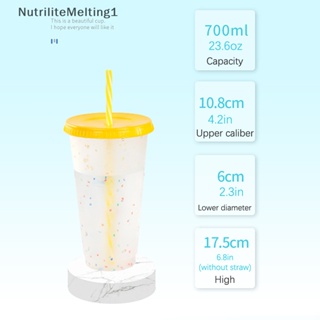 [NutriliteMelting1] แก้วน้ําพลาสติก เปลี่ยนสีได้ พร้อมฝาปิด และหลอด 23.6 ออนซ์ ใช้ซ้ําได้ สําหรับเด็ก และผู้ใหญ่ [TH]