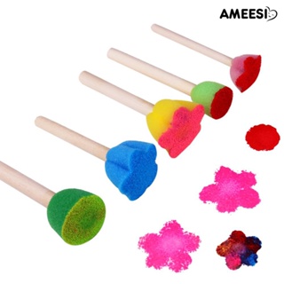 Ameesi 5 ชิ้น ฟองน้ําไม้ ระบายสี แปรง DIY เครื่องมือกราฟฟิตี เด็ก ของเล่นเพื่อการศึกษา