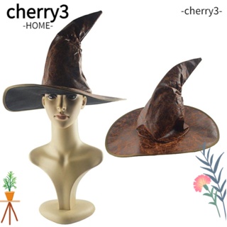 Cherry3 หมวกแม่มด หมวกคอสเพลย์ แบบหนัง แฟชั่น สําหรับปาร์ตี้ฮาโลวีน