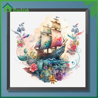 【Doub X ✮】ภาพวาดปักเพชร ทรงกลม ลายเรือใบ 5D DIY สําหรับตกแต่งบ้าน ✮