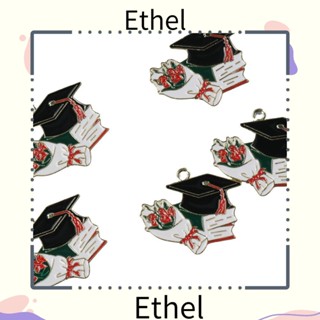 Ethel1 จี้ช่อดอกไม้ อัลลอย 24*29 มม. สีดํา สําหรับแขวนหมวกหมอ 40 ชิ้น